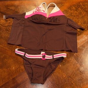 Hula Honey Brown and Pink Bikini Set
